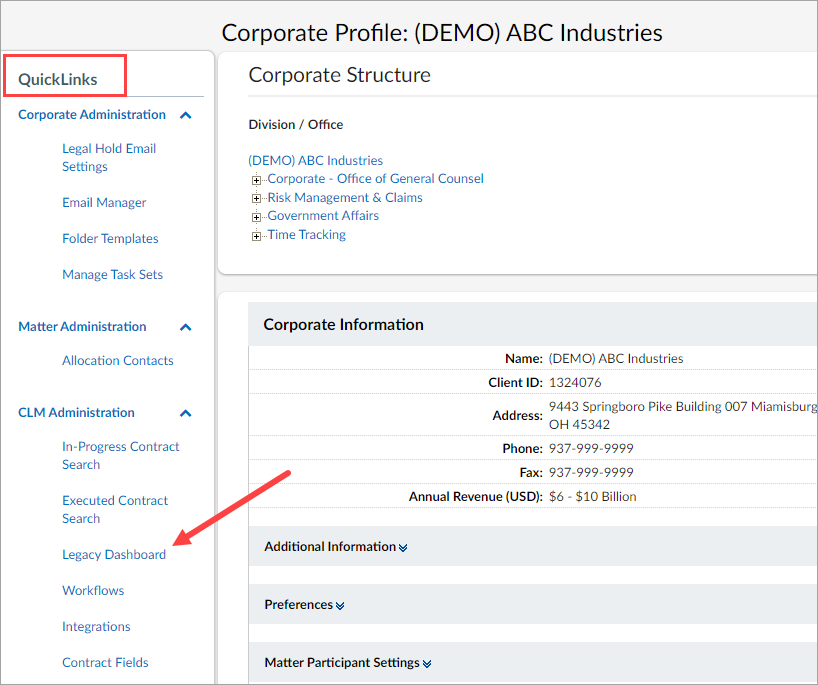 Using Dashboards in CLM – CounselLink Clients
